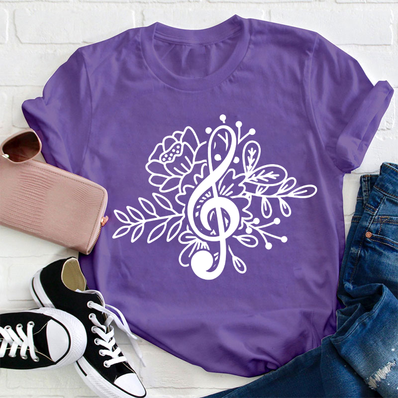 Music Note Flower Teacher T-Shirt