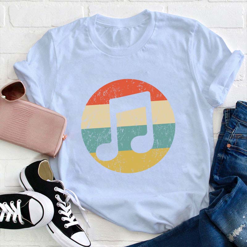 Retro Musical Notes Teacher T-Shirt