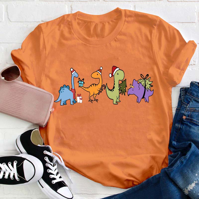 Christmas For Dinosaurs Teacher T-Shirt