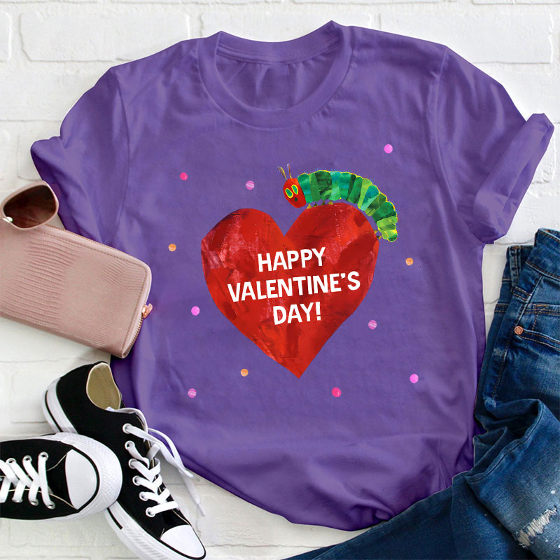 Happy Valentine's Day Caterpillar Teacher T-Shirt