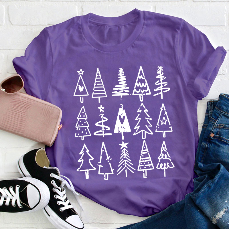Assorted Christmas Trees Teacher T-Shirt