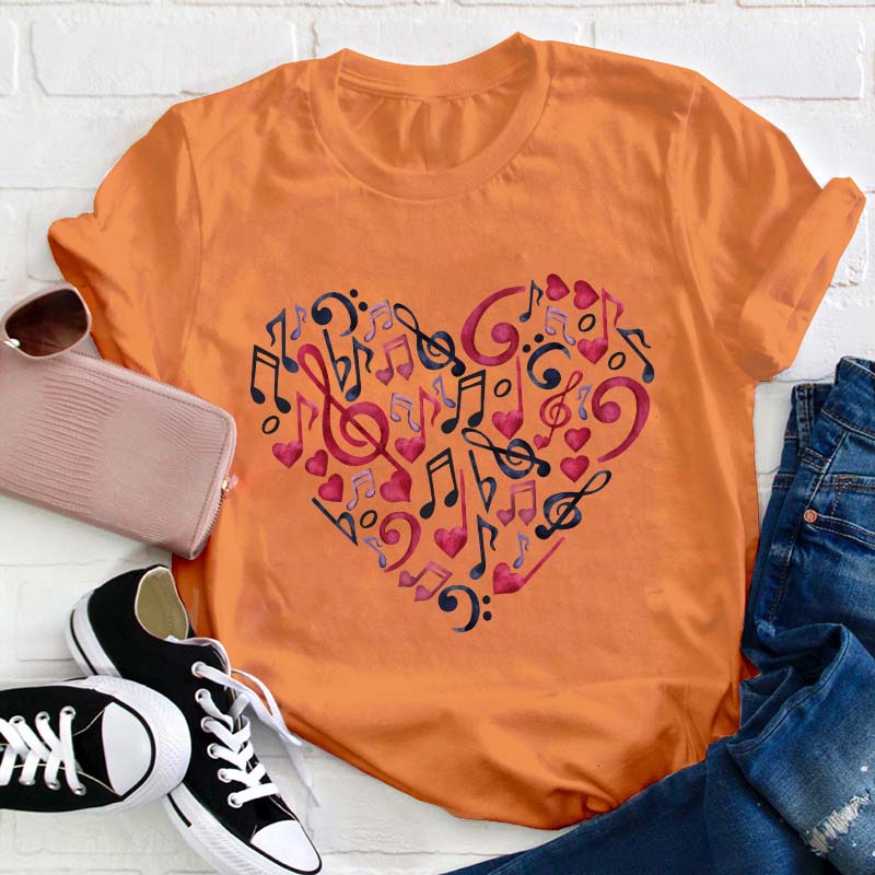 Musical Note Heart Teacher T-Shirt