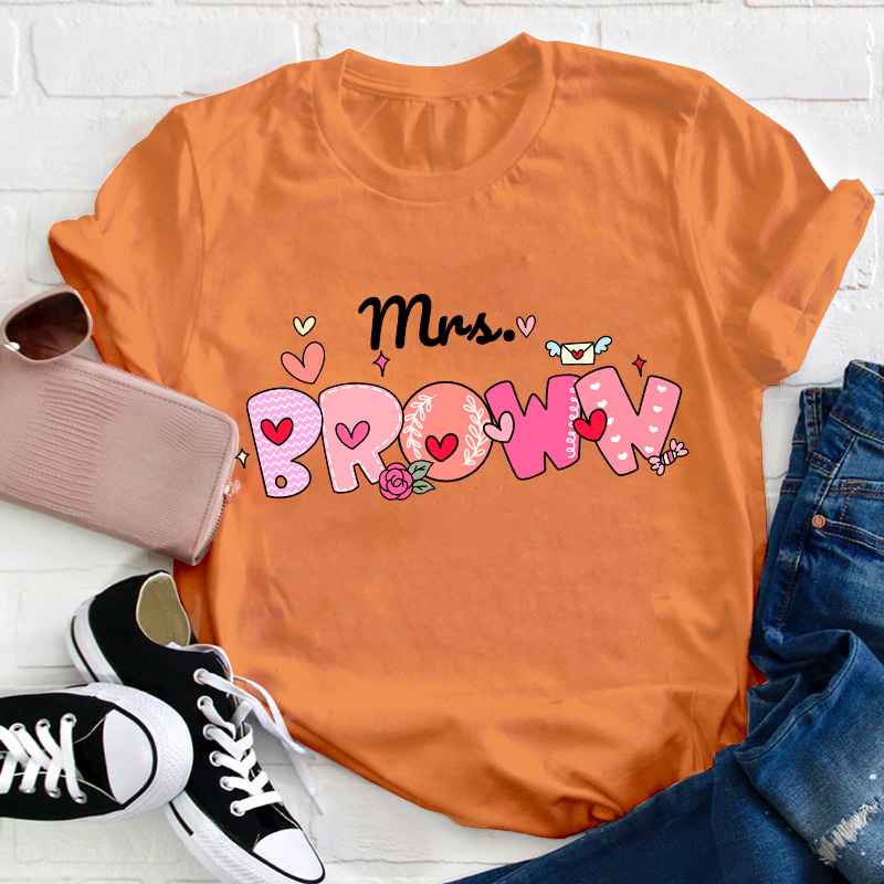 Personalized Name Pink Bubble Teacher T-Shirt