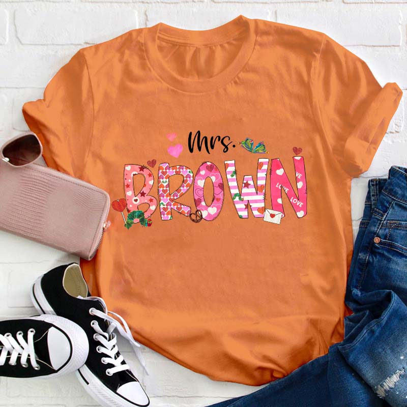 Personalized You Makes My Heart Flutter Butterfly Teacher T-Shirt