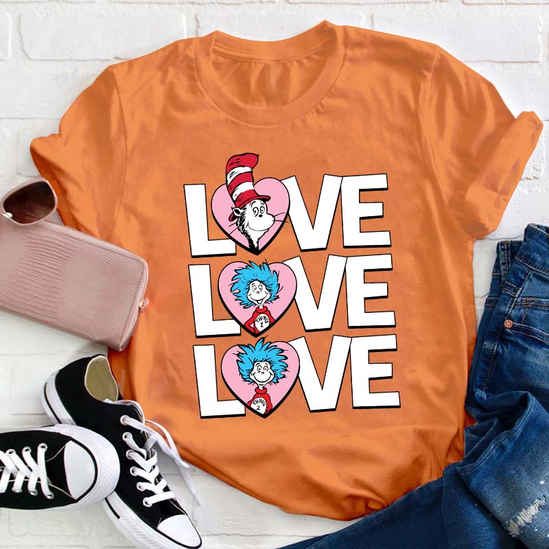 Valentine's Day With Cat And Things Teacher T-Shirt