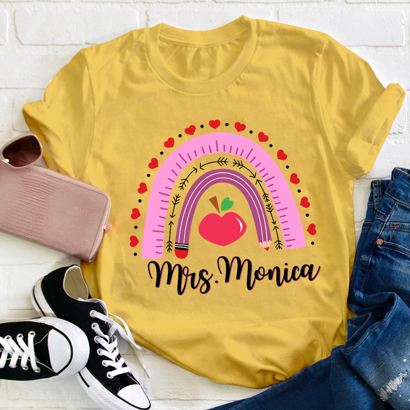 Personalized Name Valentines Teacher Day Teacher T-Shirt
