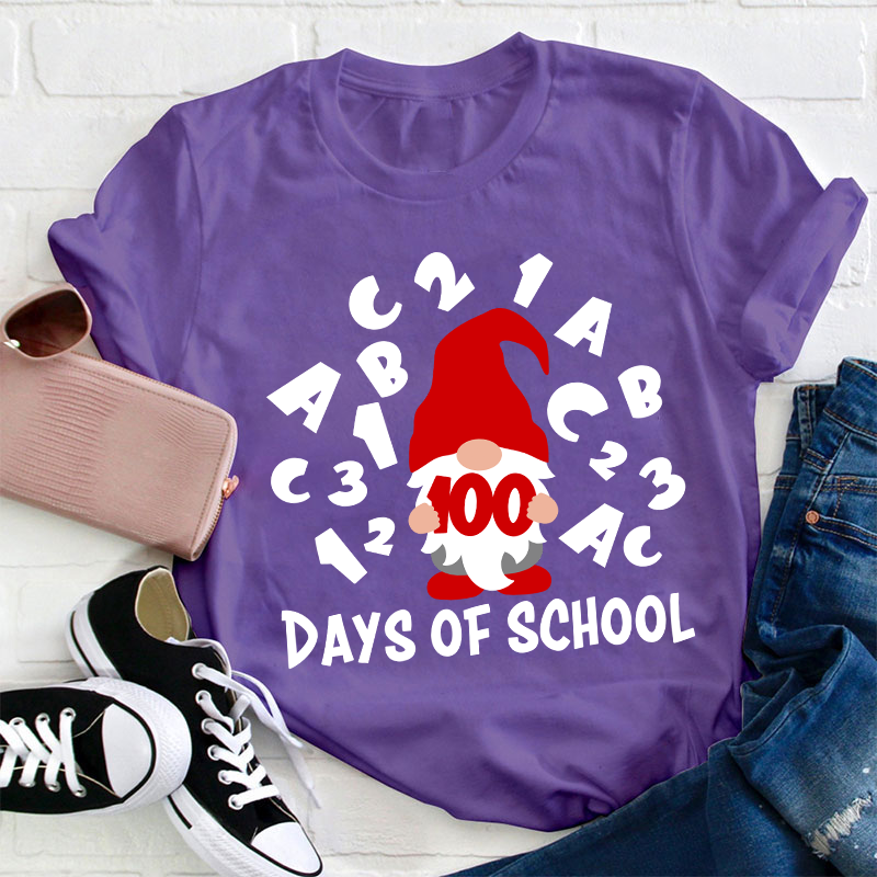 100 Days Of School Gnome Teacher T-Shirt
