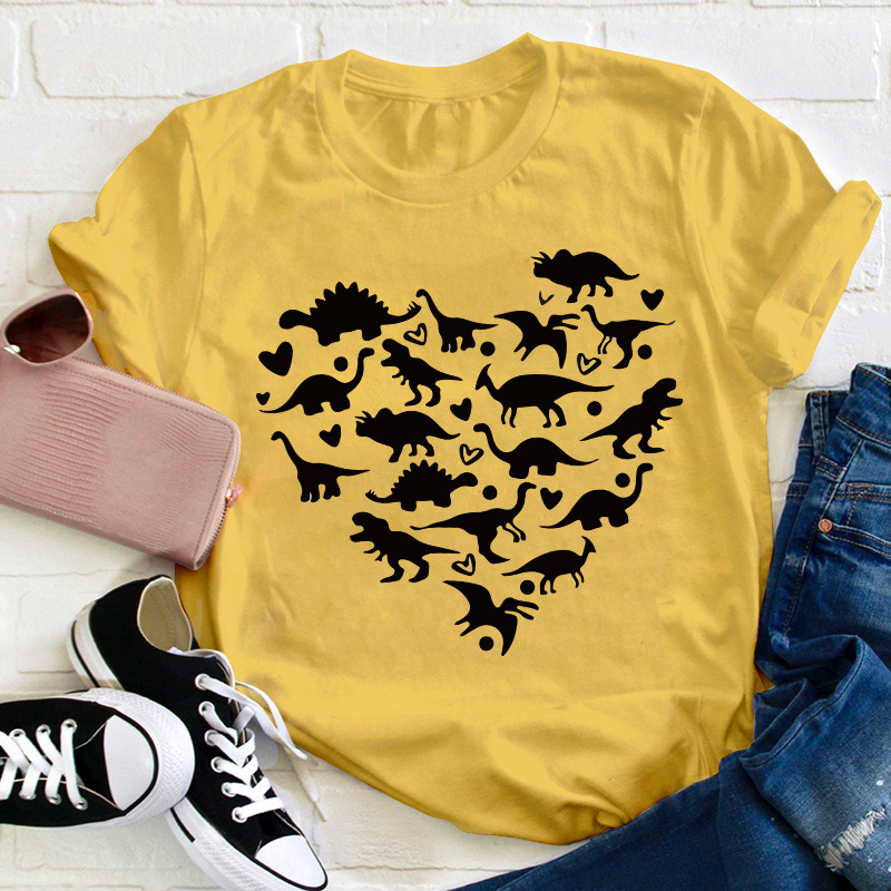Dinosaur Heart Teacher T-Shirt