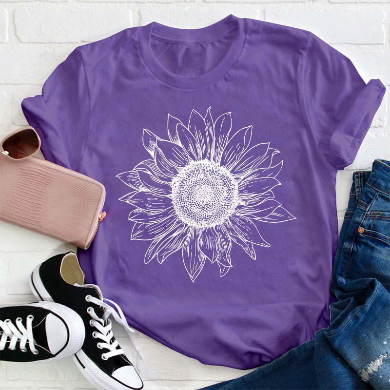 Floral Sunflower Teacher T-Shirt