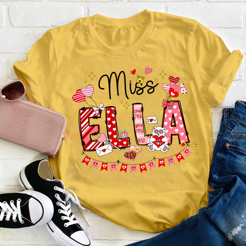 Personalized Valentines Day Teacher T-Shirt