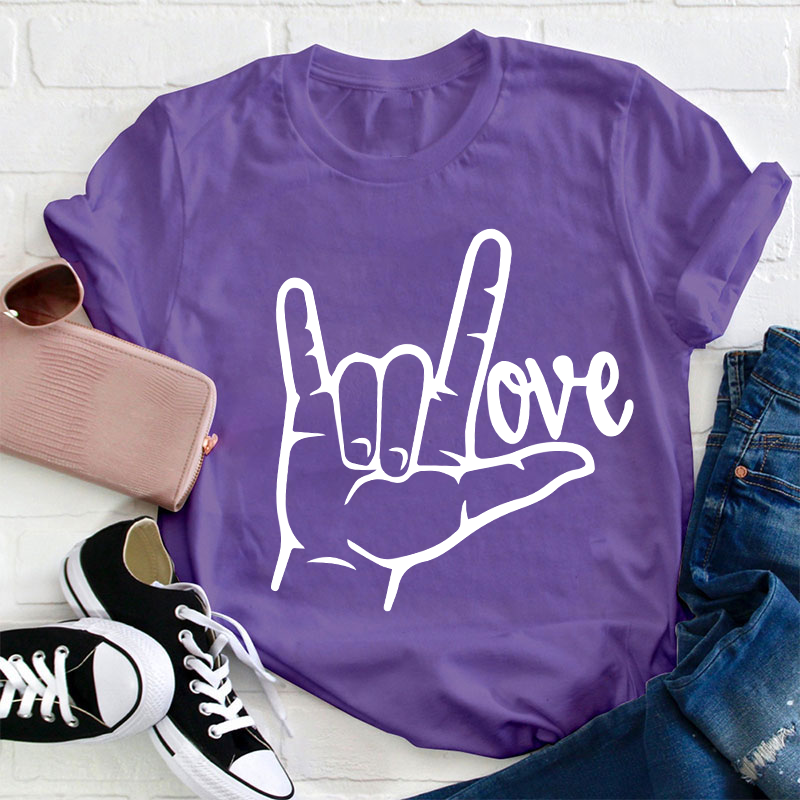 Peace Sign Love Teacher T-Shirt