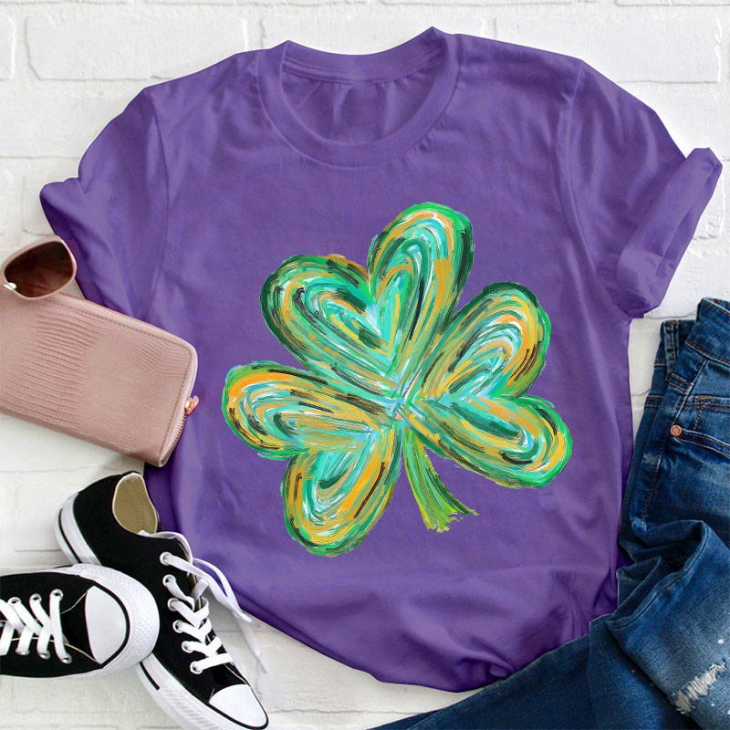 Colorful Clover St Patrick's Day Teacher T-Shirt