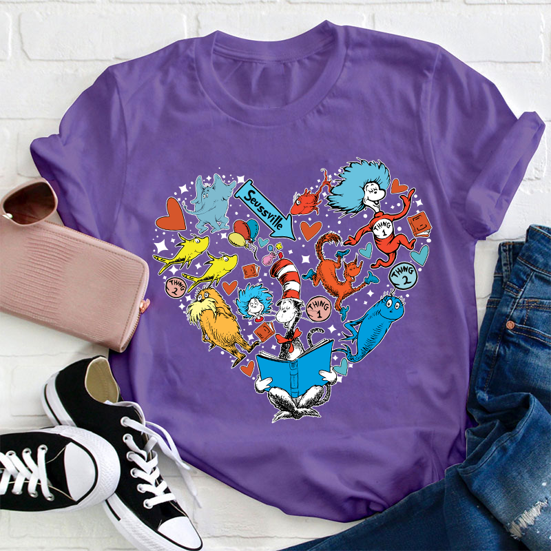 The Cat In The Hat Heart Teacher T-Shirt