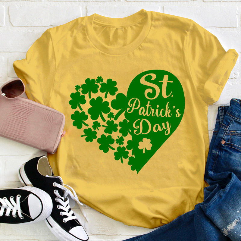 Shamrock With Heart Teacher T-Shirt