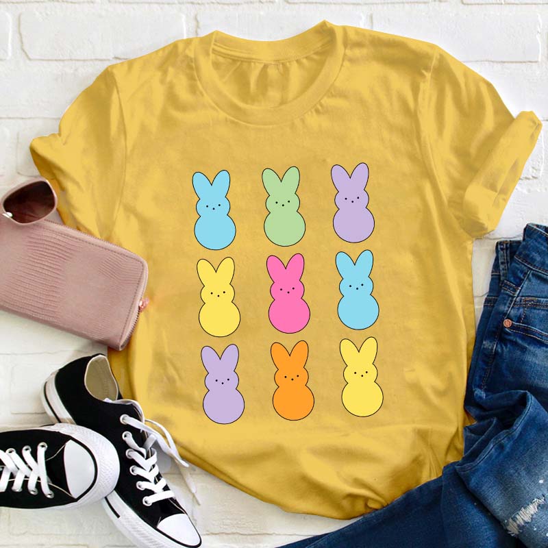 Colorful Easter Peeps Teacher T-Shirt