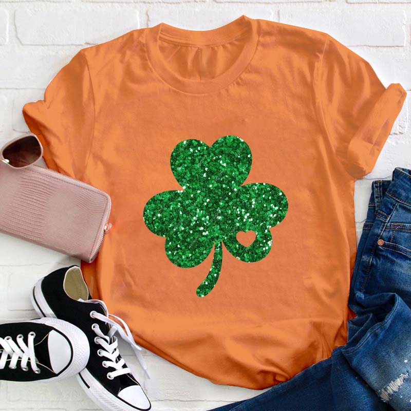 Glitter Shamrock Teacher T-Shirt