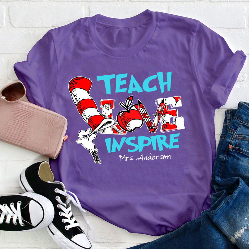 Personalized Teach Love Inspire Teacher T-Shirt