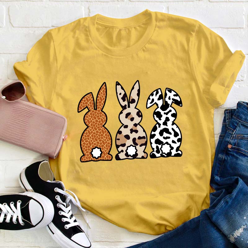 Leopard Bunnies Teacher T-Shirt