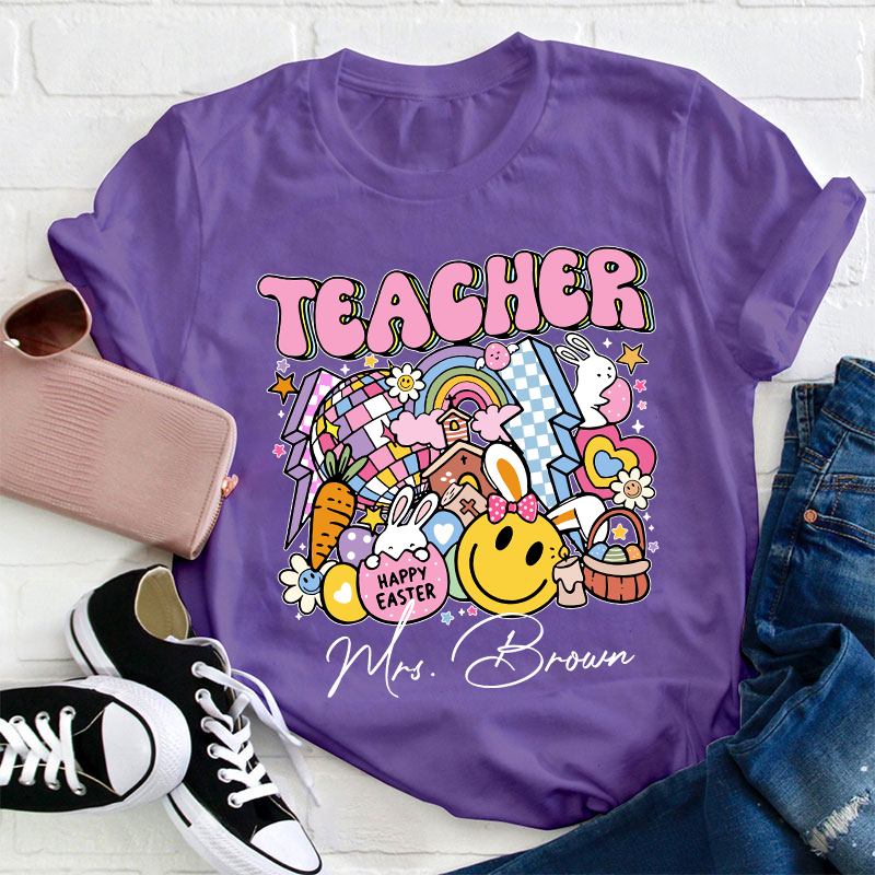 Personalized Name Happy Easter Teacher T-Shirt