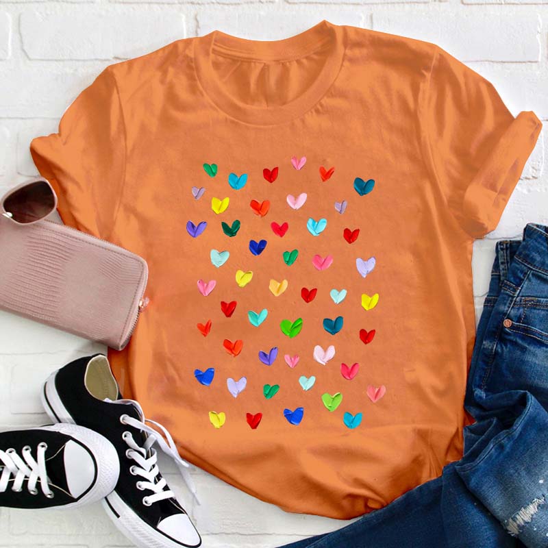 Confetti Hearts Teacher T-Shirt