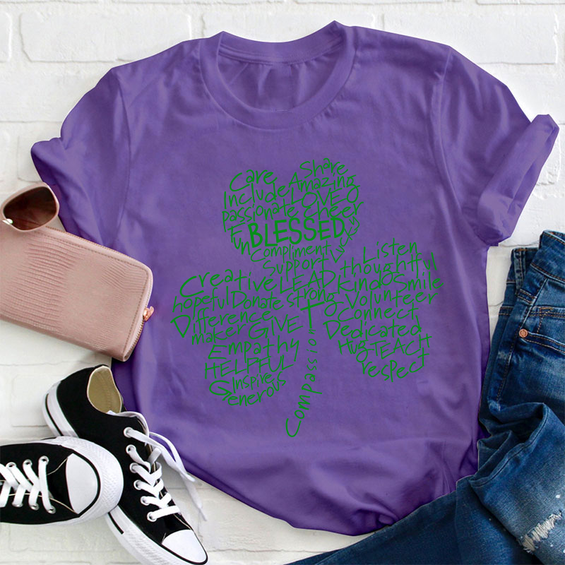 St Patricks Blessed Compassion Shamrock Teacher T-Shirt