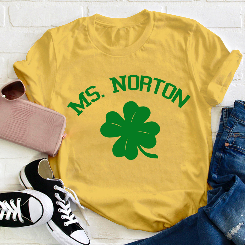 Personalized Shamrock St Patrick's Day Teacher T-Shirt