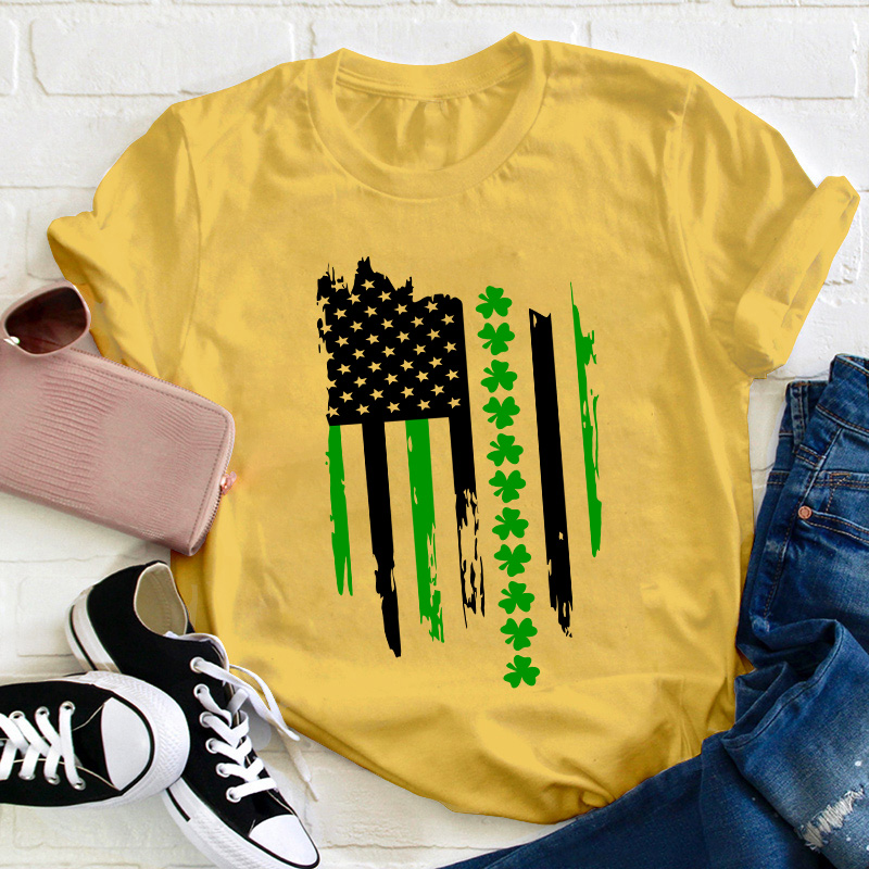 Happy St Patricks Day Flag Teacher T-Shirt