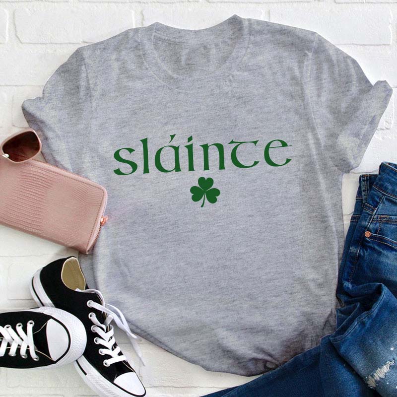 Cute Slainte Lucky Clovers Teacher T-Shirt