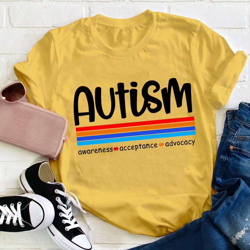 Autism Awareness Acceptance Advocacy Teacher T-Shirt
