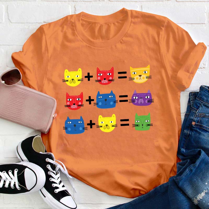 Cat Themed Color Theory Teacher T-Shirt
