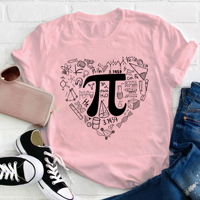 Pi Day Math Heart Teacher T-Shirt