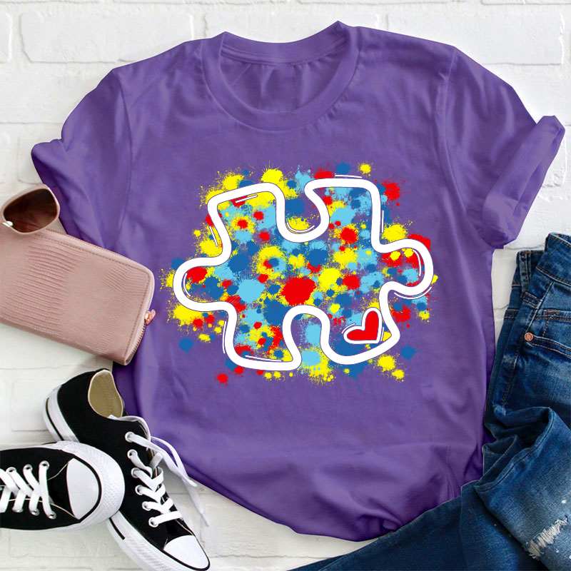 Autism Awareness Puzzle Teacher T-Shirt