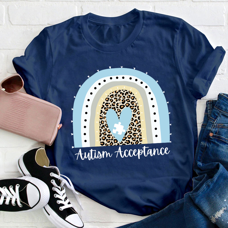 Autism Acceptance Rainbow Teacher T-Shirt