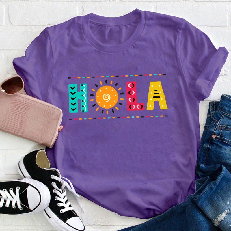 Retro Hola Sunshine Teacher T-Shirt