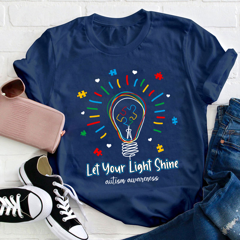 Let Your Light Shine Autism Awareness Teacher T-Shirt Sale-Teachersgram