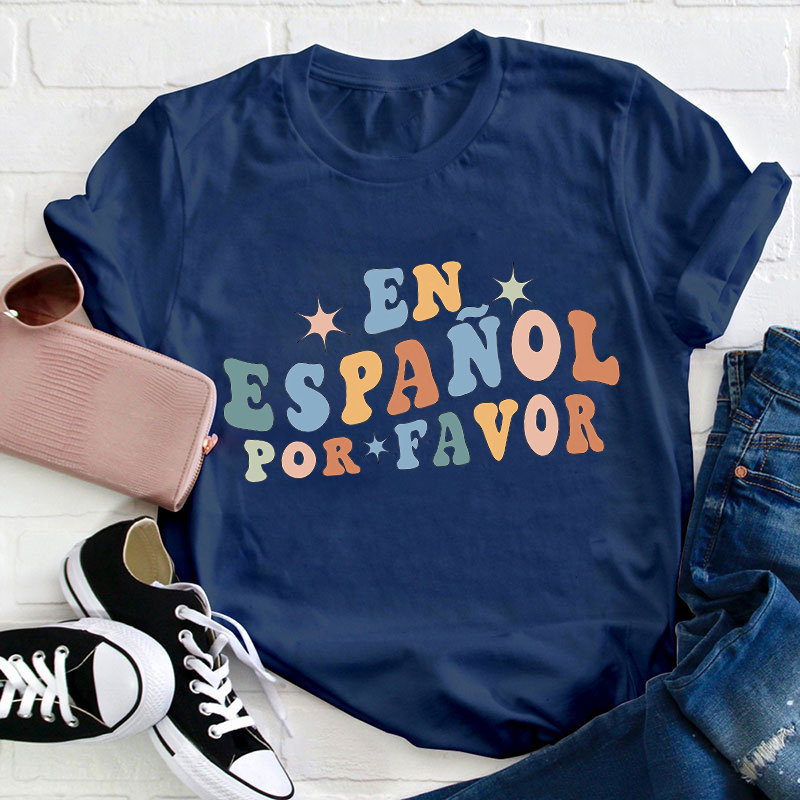 Retro En Español Por Favor Teacher T-Shirt
