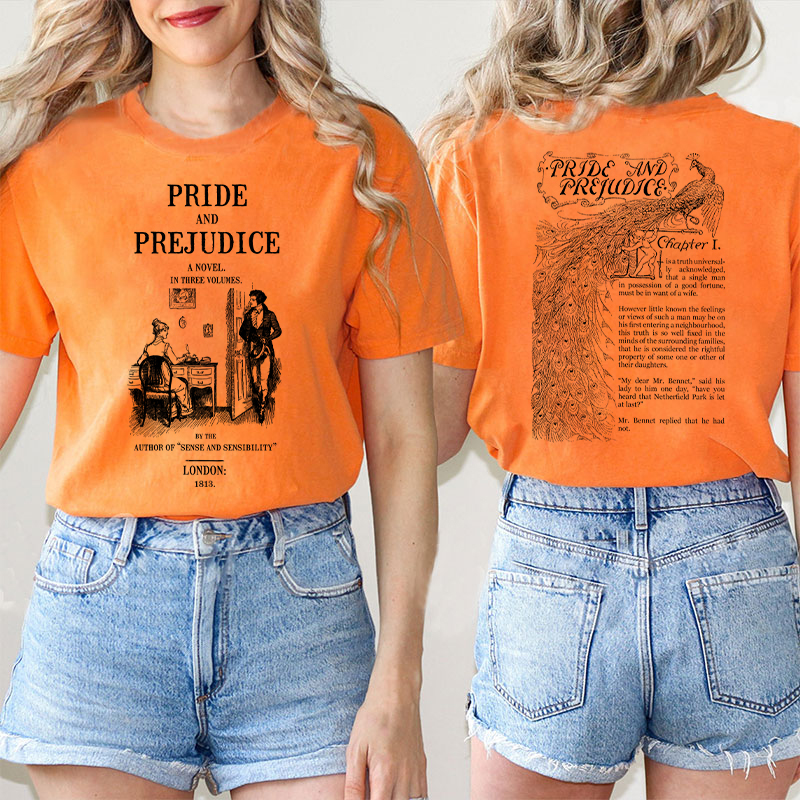 Pride And Prejudice A Novel In Three Volumes Teacher Two Sided T-Shirt