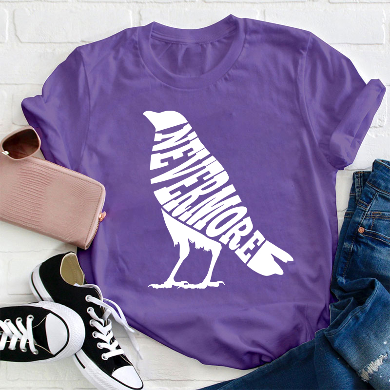Crow Edgar Allan Poe Nevermore Teacher T-Shirt