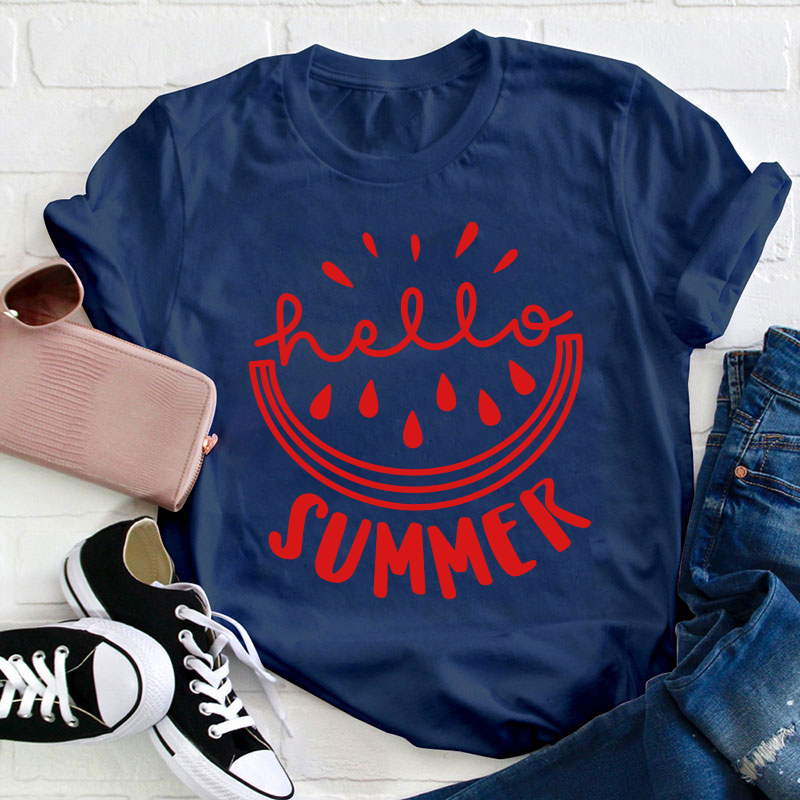 Watermelon Hello Summer Teacher T-Shirt