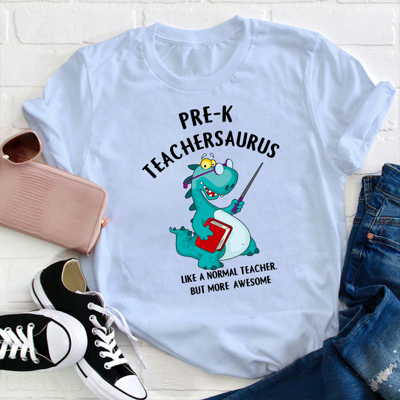Personalized Grade Awesome Teachersaurus Teacher T-Shirt