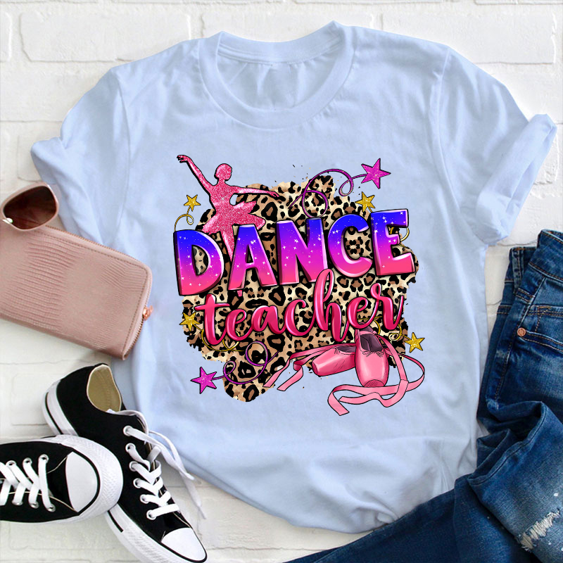 Leopard Print Pink Dance Teacher T-Shirt