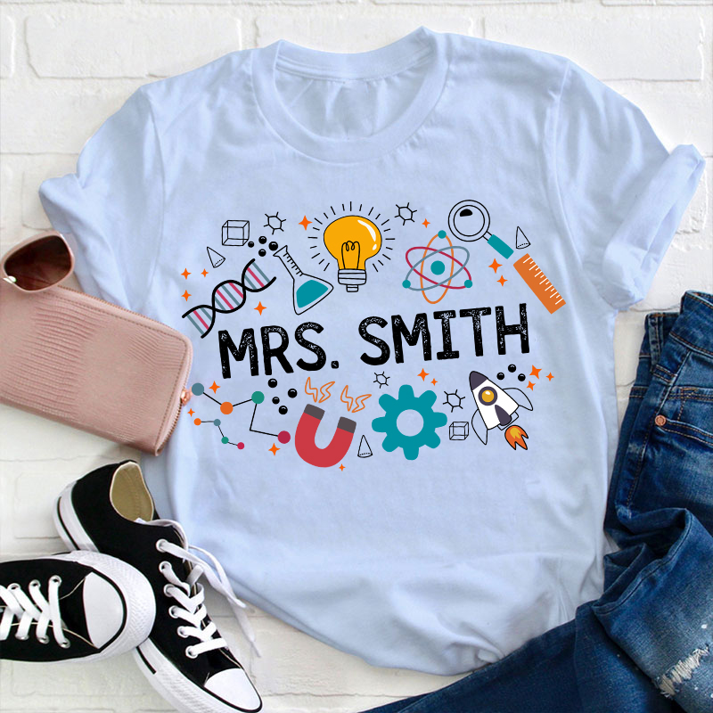 Personalized Science Vibes Teacher T-Shirt