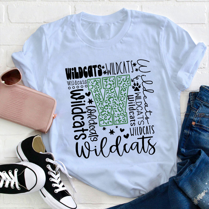 Personalized Colorful Leopard Mascot Teacher T-Shirt