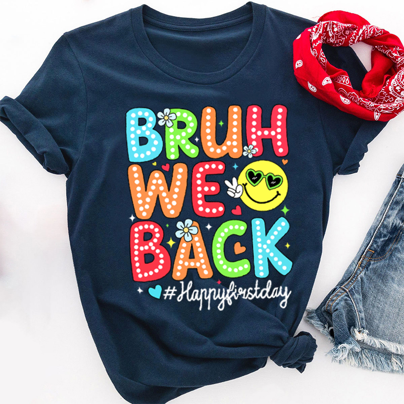 Neon Light Bruh We Back Teacher T-Shirt