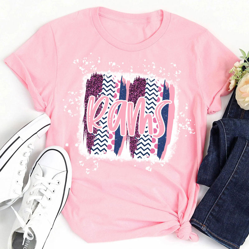 Personalized Brush Stroke Bleached Spirit Mascot Teacher T-Shirt