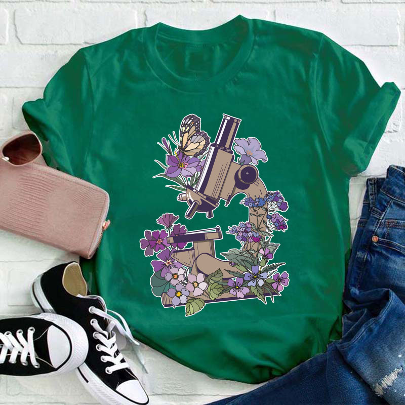 Science Flower Microbiology Teacher T-Shirt