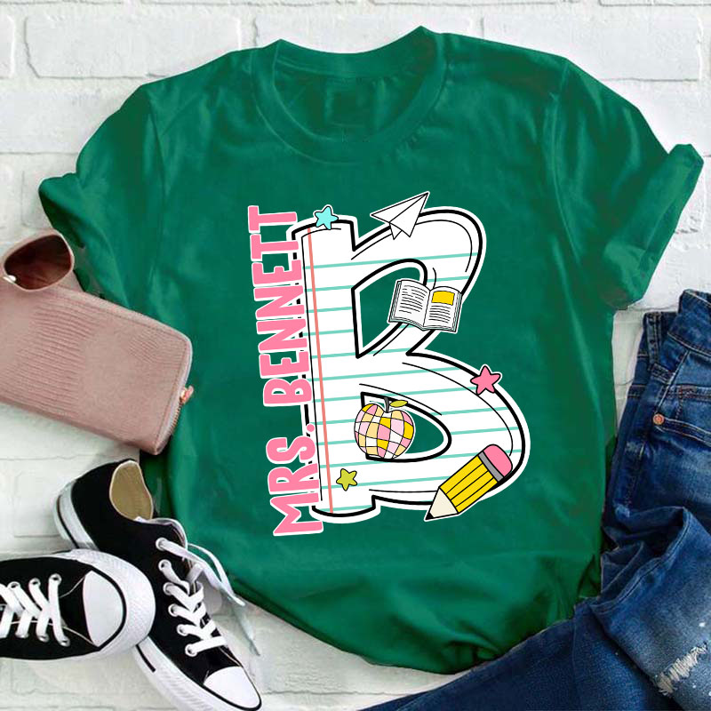 Personalized Teacher's Name Unique Initials Design Teacher T-Shirt