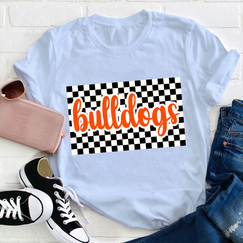 Personalized Retro Style Checkerboard Teacher T-Shirt