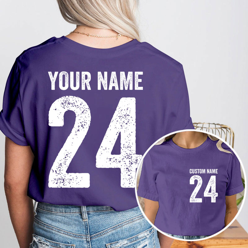 Personalized Name And Back Number Teacher Two Sided T-Shirt