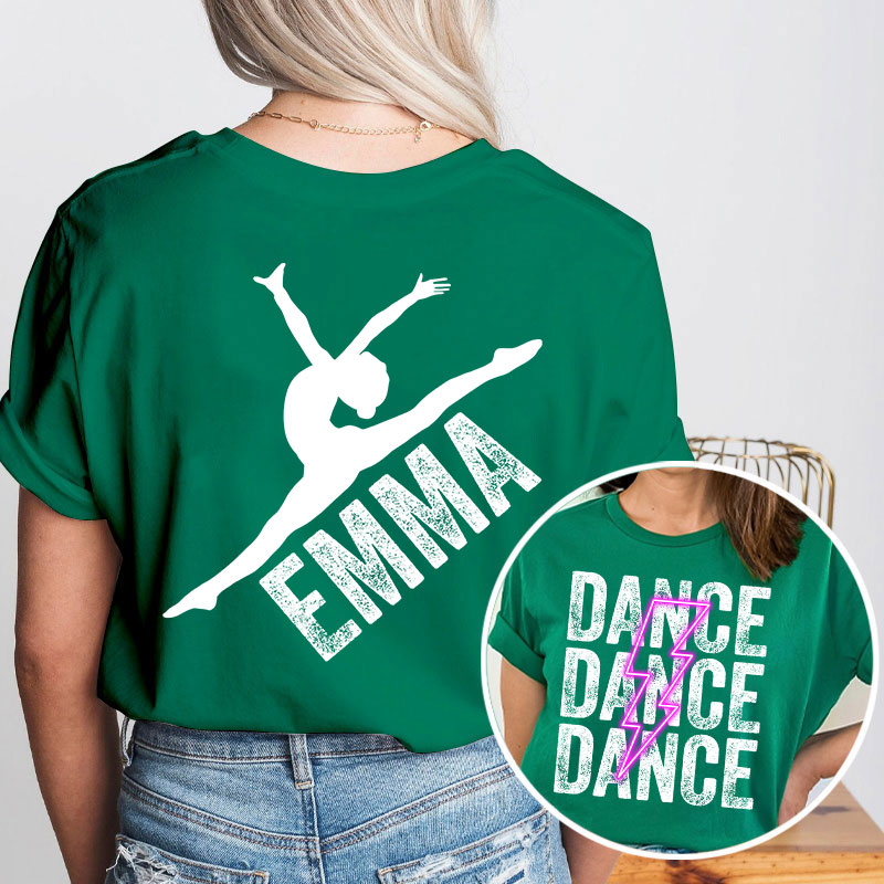 Personalized Pink Lighting Dance Teacher Two Sided T-Shirt